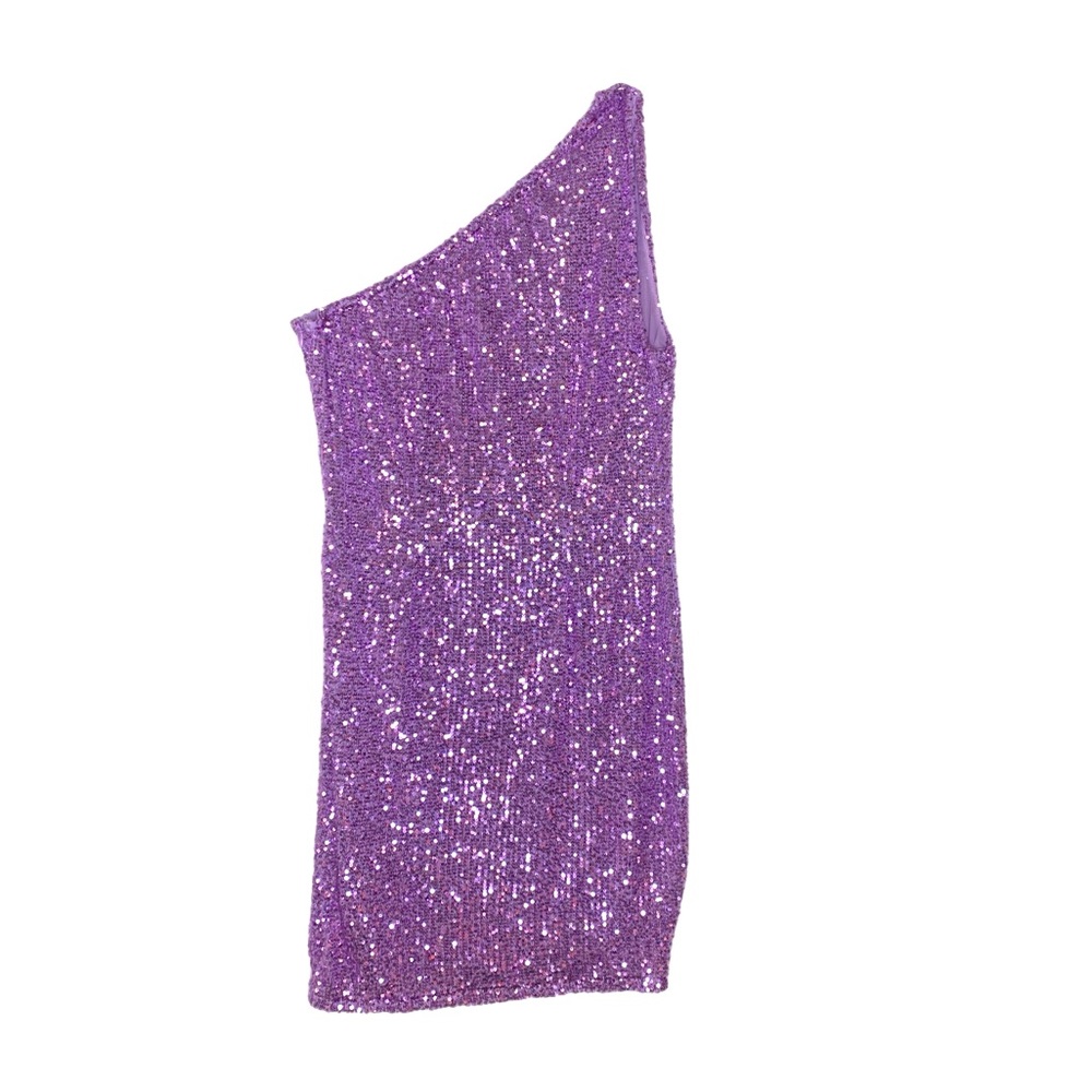 VENUS Purple One-Shoulder Sequin Dress